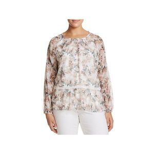 GLAMOROUS CURVE Womens White Crochet Blouson Sleeve Round Neck Peplum Top 16